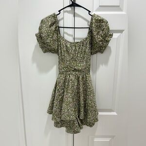 Altar'd State Olive Green Floral Mini